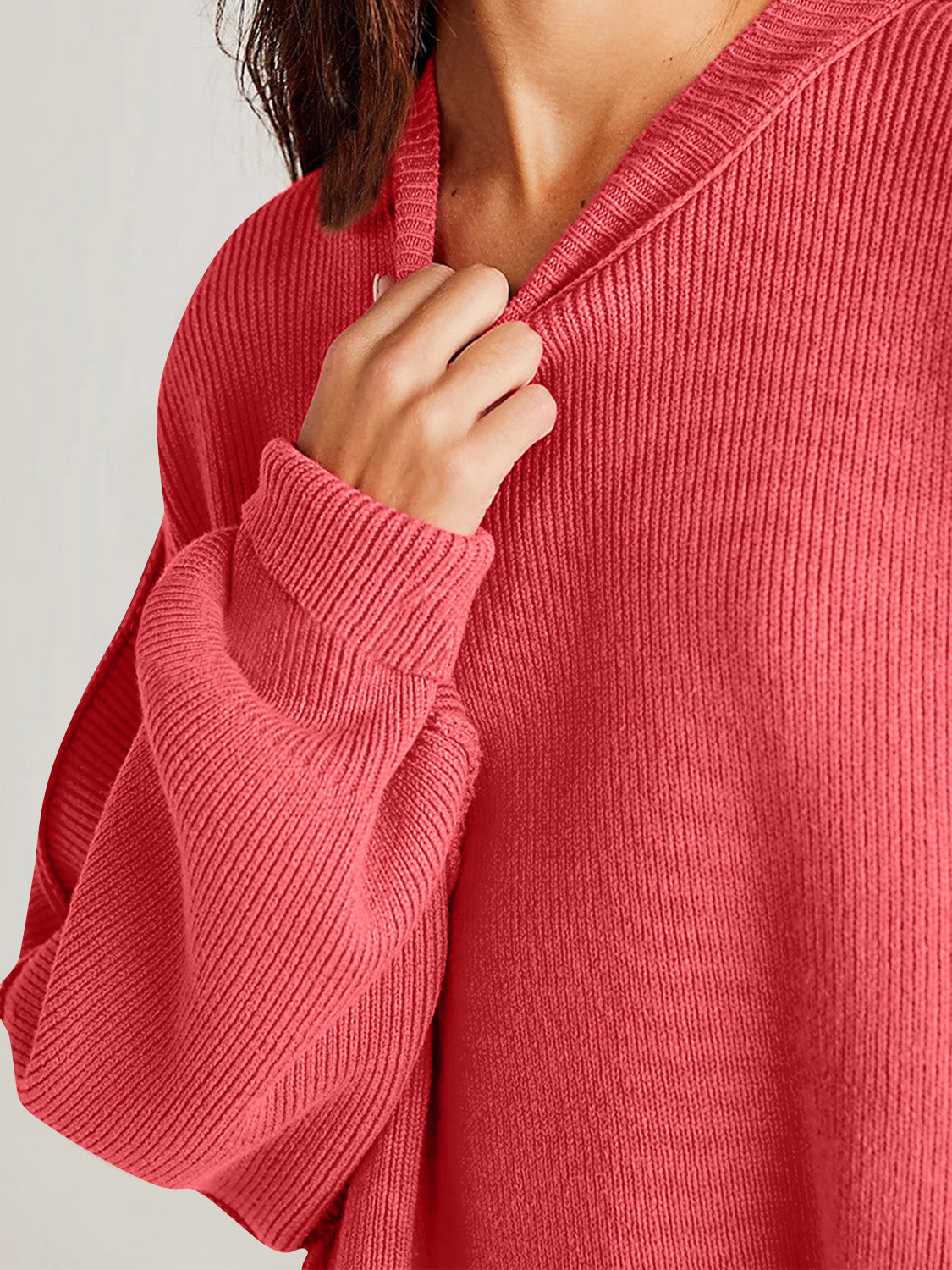 Double Take Side Slit Oversized Sweater - Littles Collection