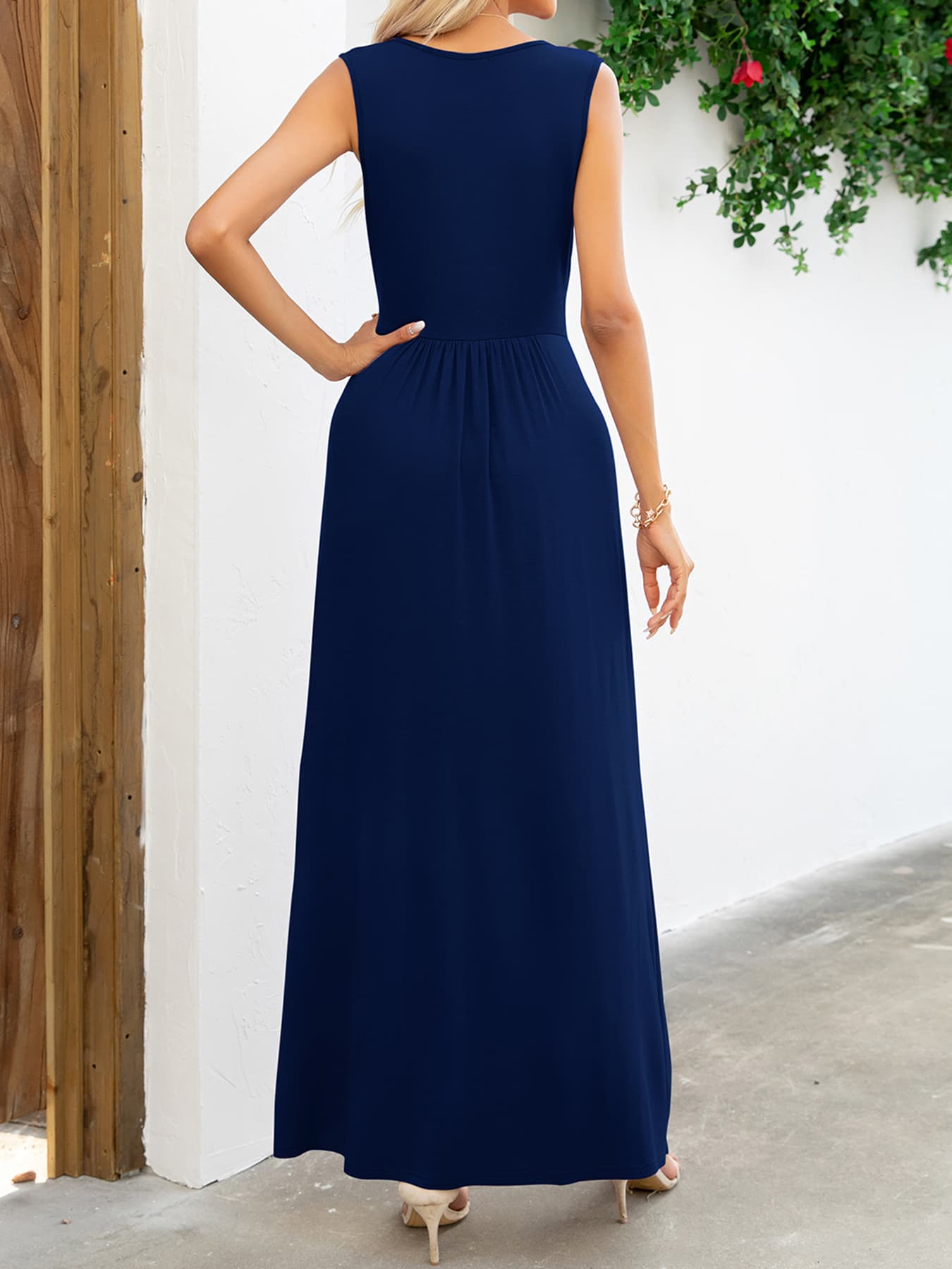Surplice Neck Maxi Party Dress Black - Littles Collection