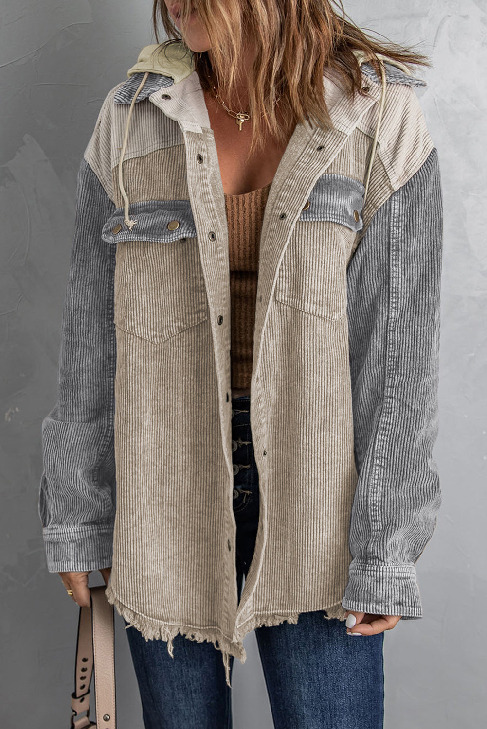 Snap Front Hooded Corduroy Shacket - Littles Collection