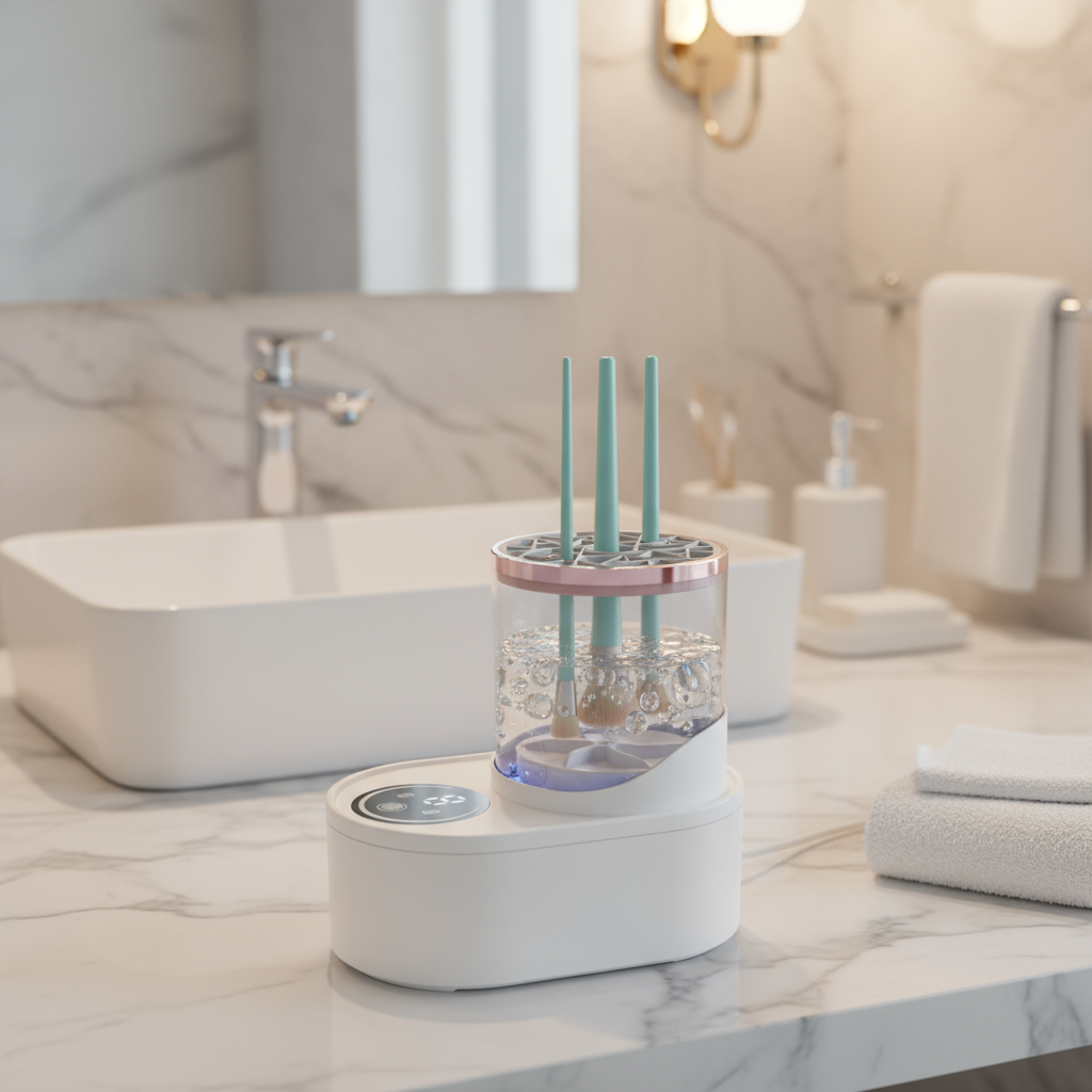 Electric Makeup Brush Cleaner Rechargeable Automatic Stand