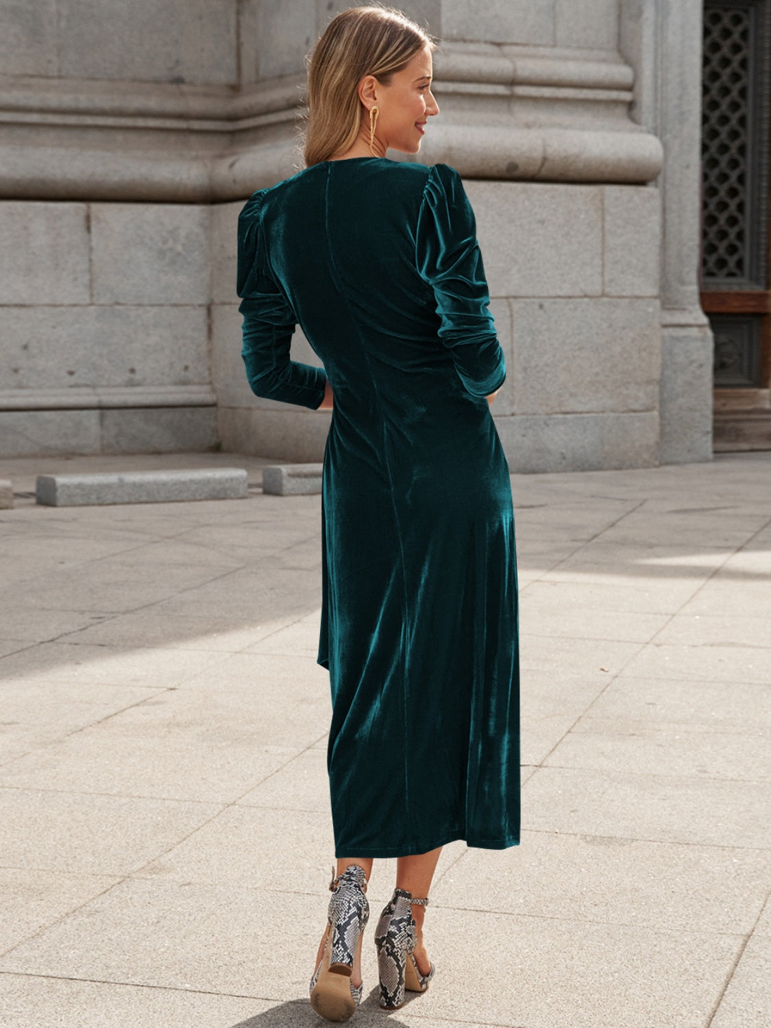 Surplyce Puff Sleeve Midi Dress In Black - Littles Collection