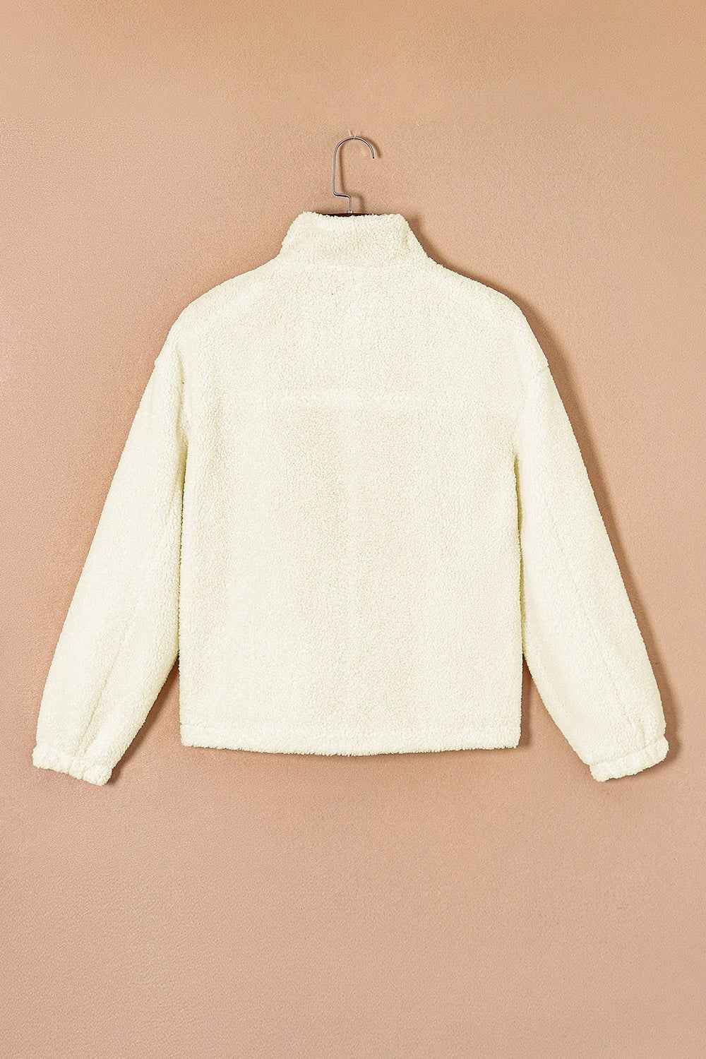Beige Colour Sweater Jacket With Patch Pockets & Zip