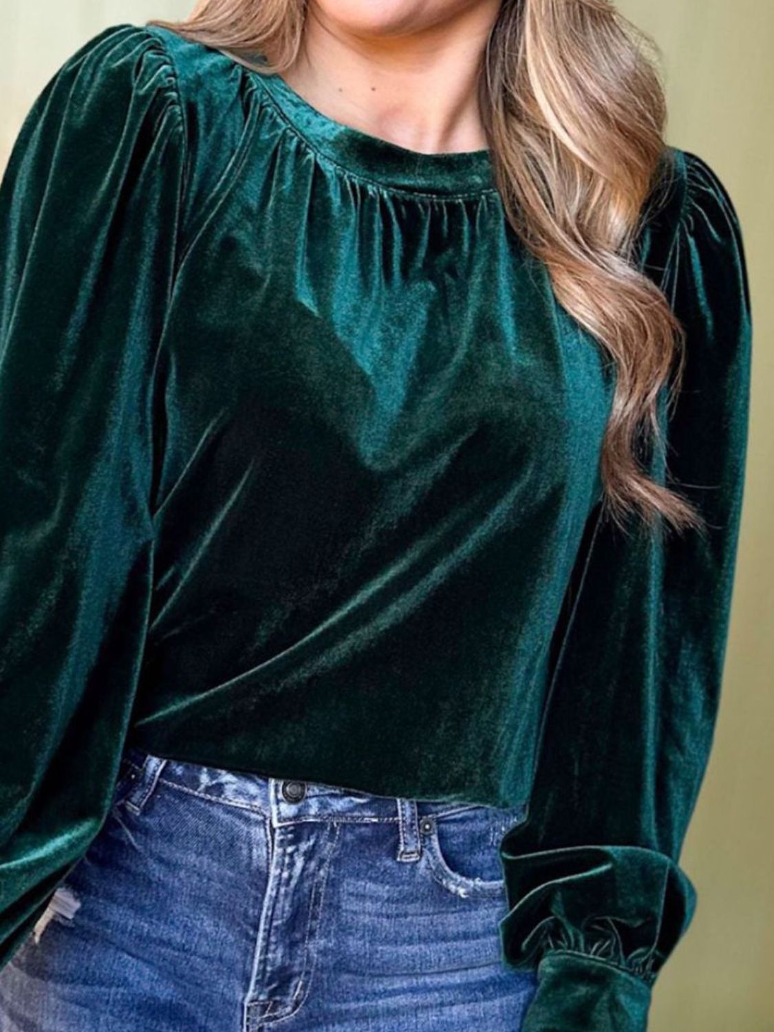 Ruched Neck Long Sleeve Blouse - Littles Collection