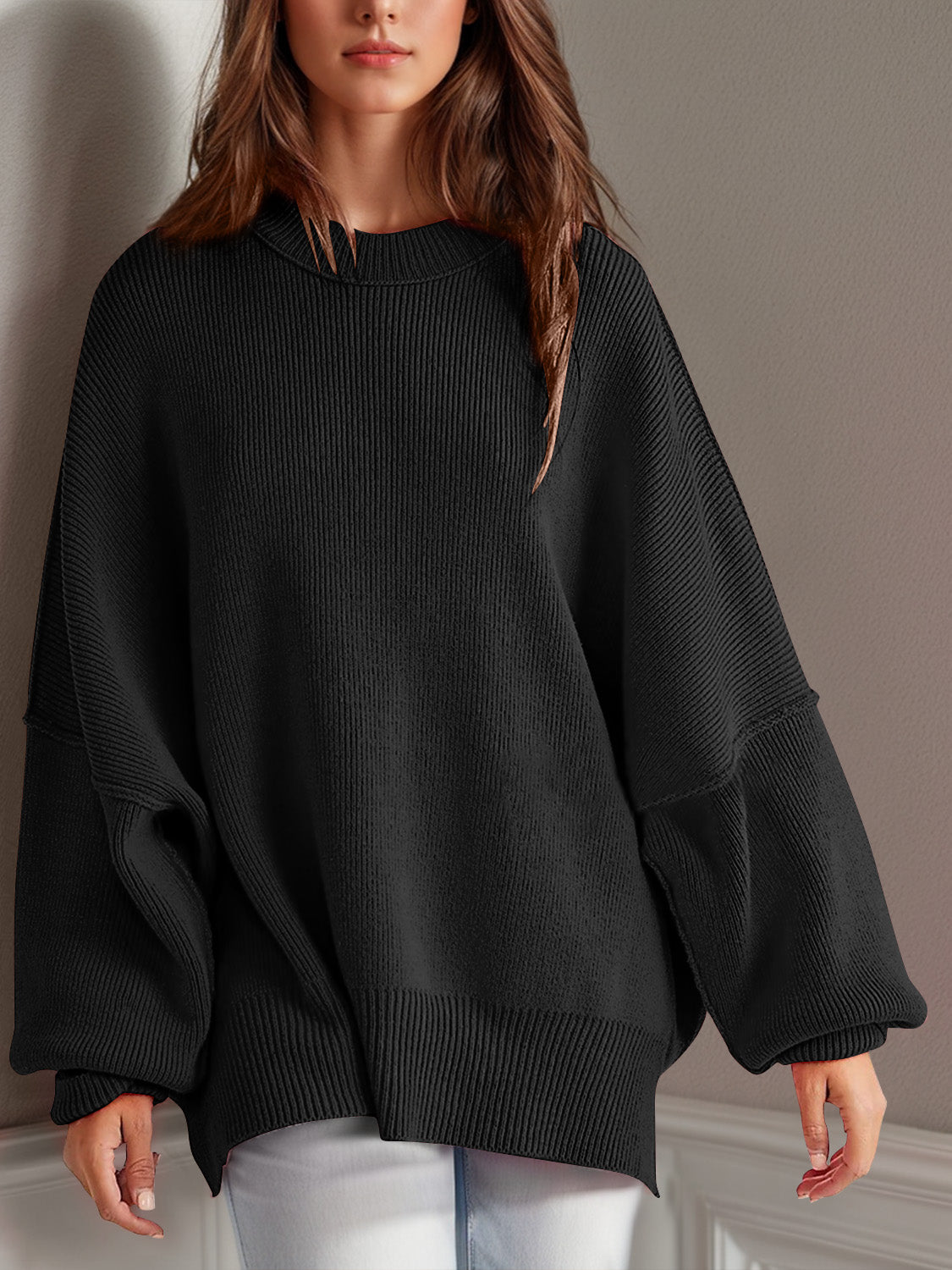 Beggy oversized sweater. cotton dropped shoulder
