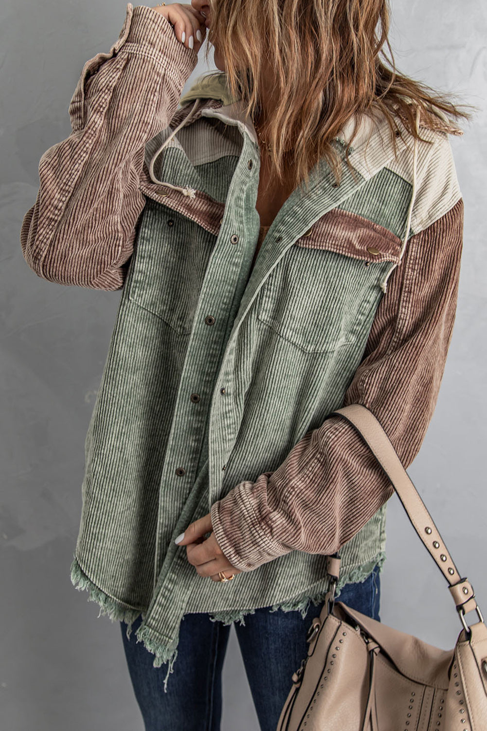 Snap Front Hooded Corduroy Shacket - Littles Collection