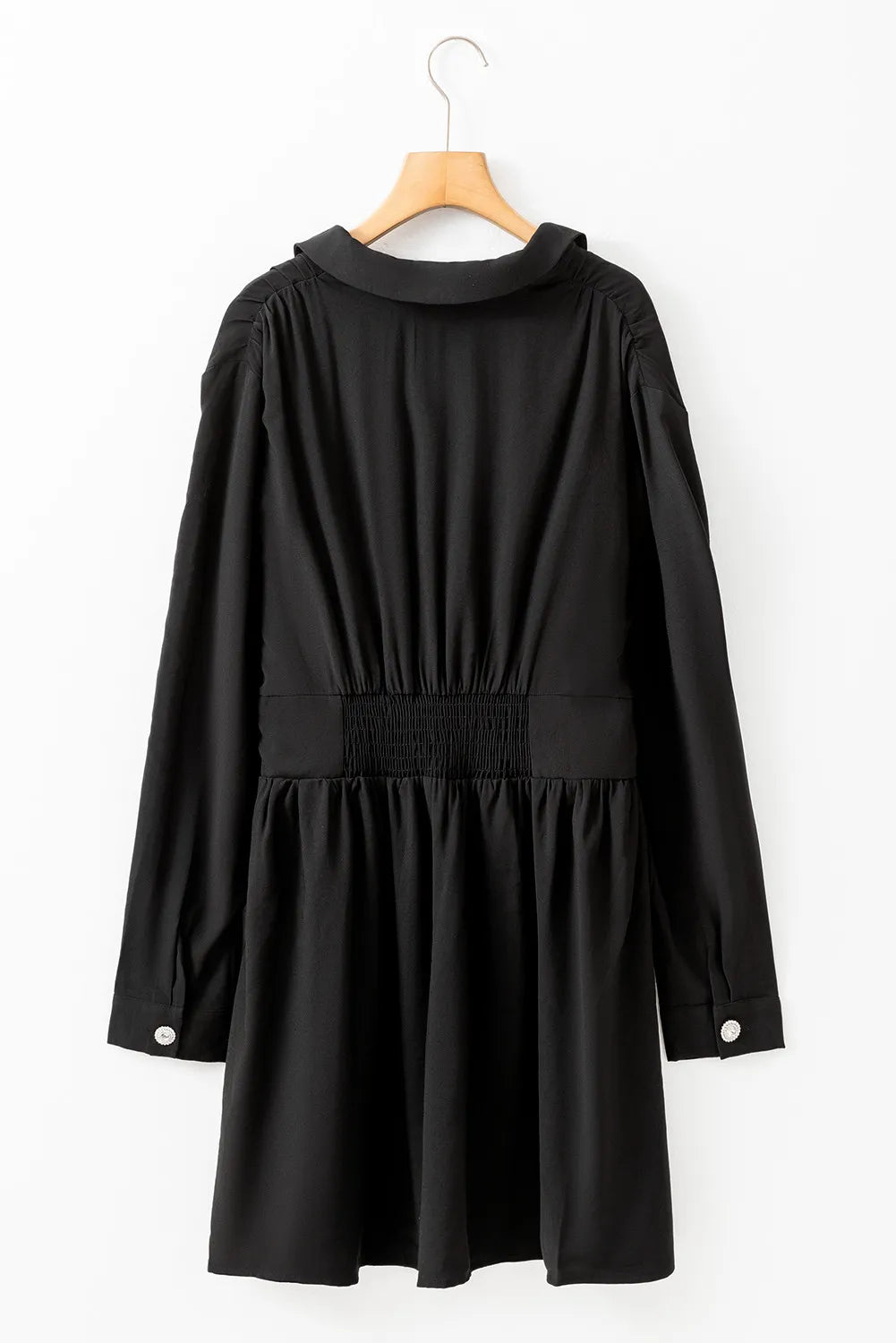 Ruched Button Up Long Sleeve Dress - Littles Collection
