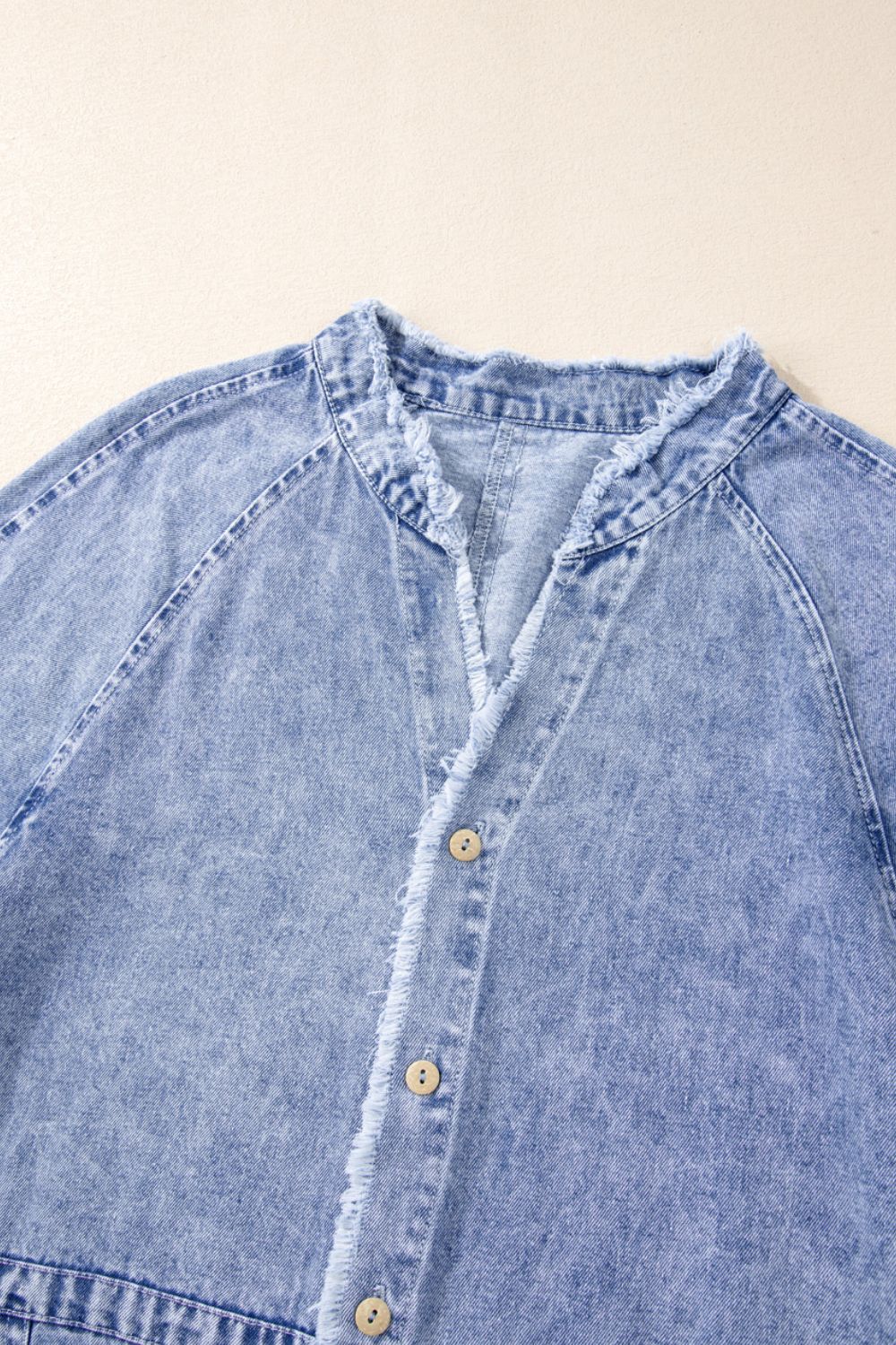 Raw Hem Button Down Long Sleeve Denim Dress - Littles Collection