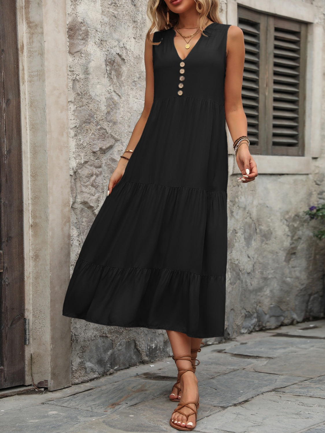 Ivy Lane Decorative Button Dress - Littles Collection