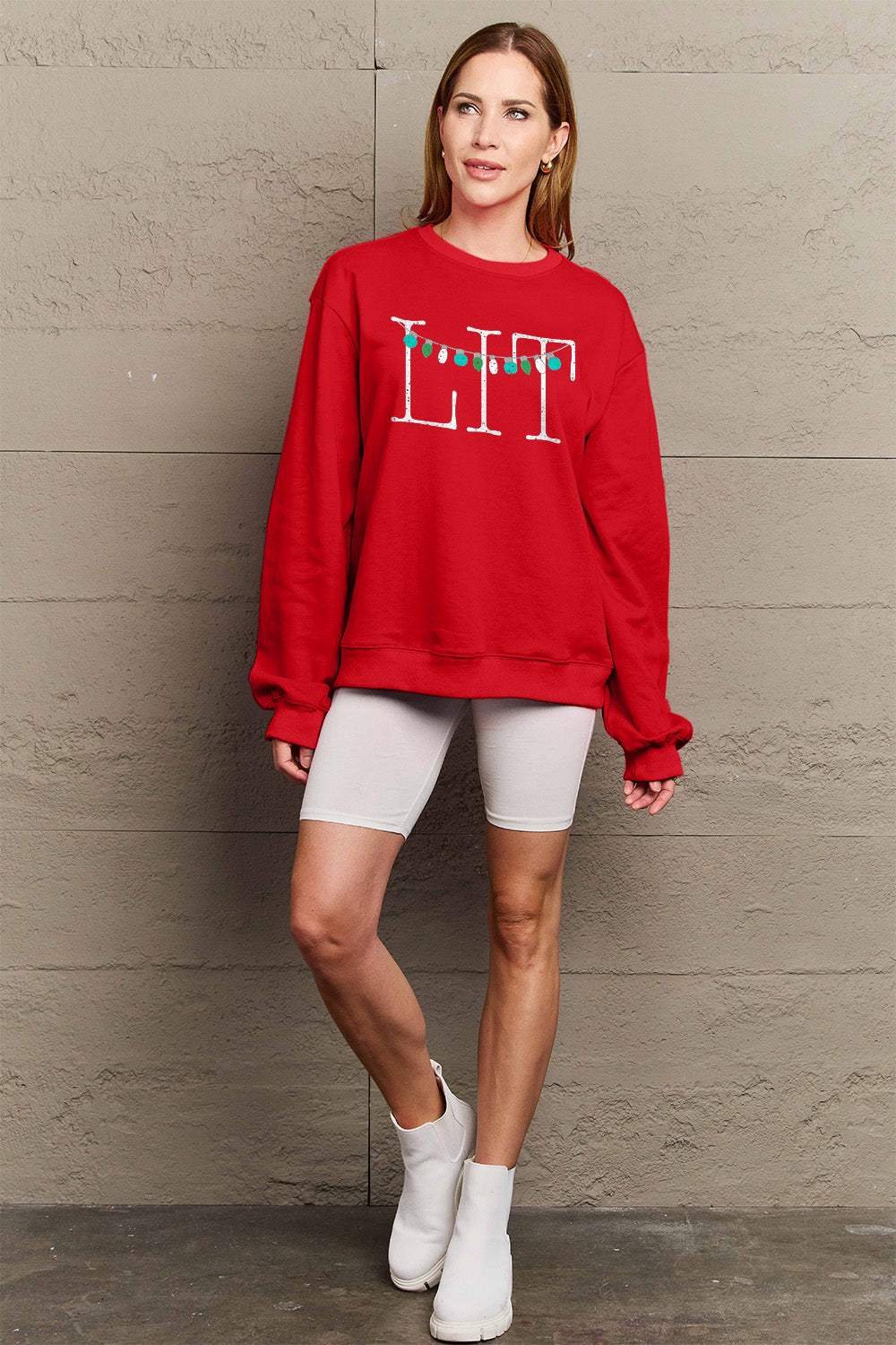 Simply Love Full Size LIT Long Sleeve Sweatshirt - Littles Collection