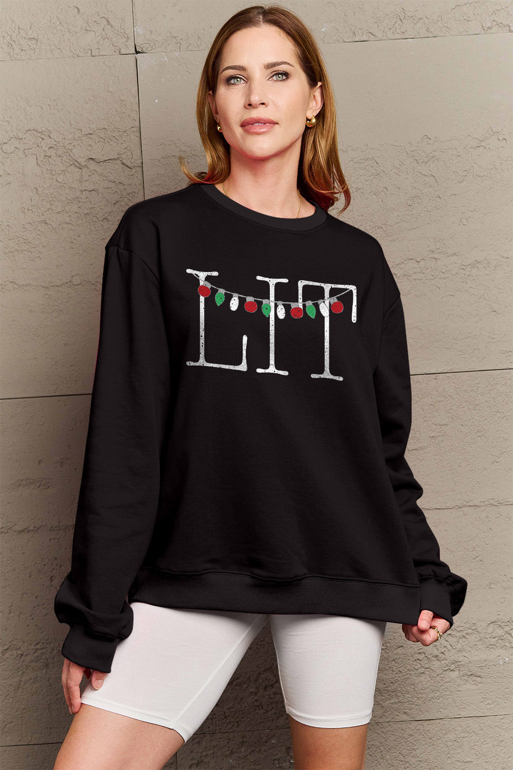 Simply Love Full Size LIT Long Sleeve Sweatshirt - Littles Collection