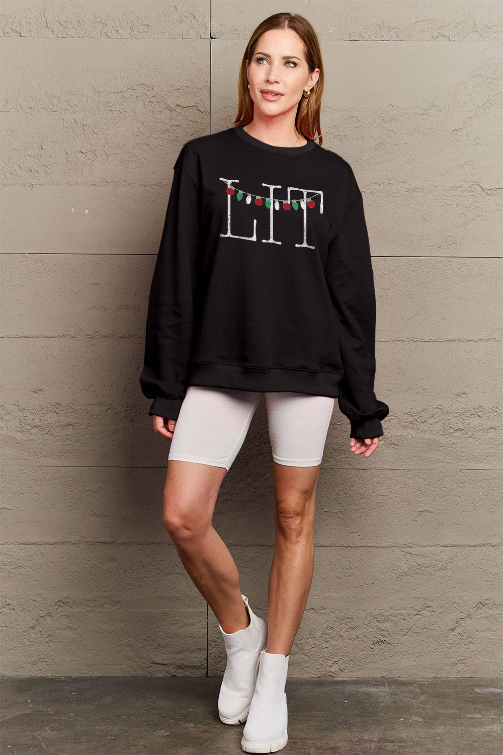 Simply Love Full Size LIT Long Sleeve Sweatshirt - Littles Collection