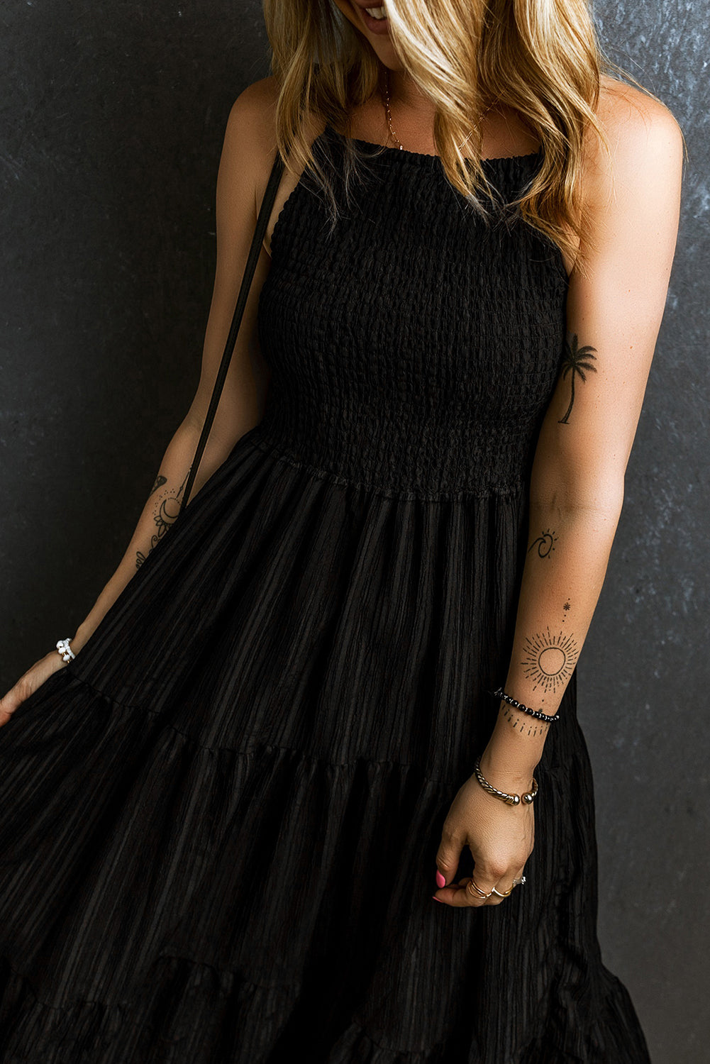 Smocked Tiered Spaghetti Strap Dress - Littles Collection