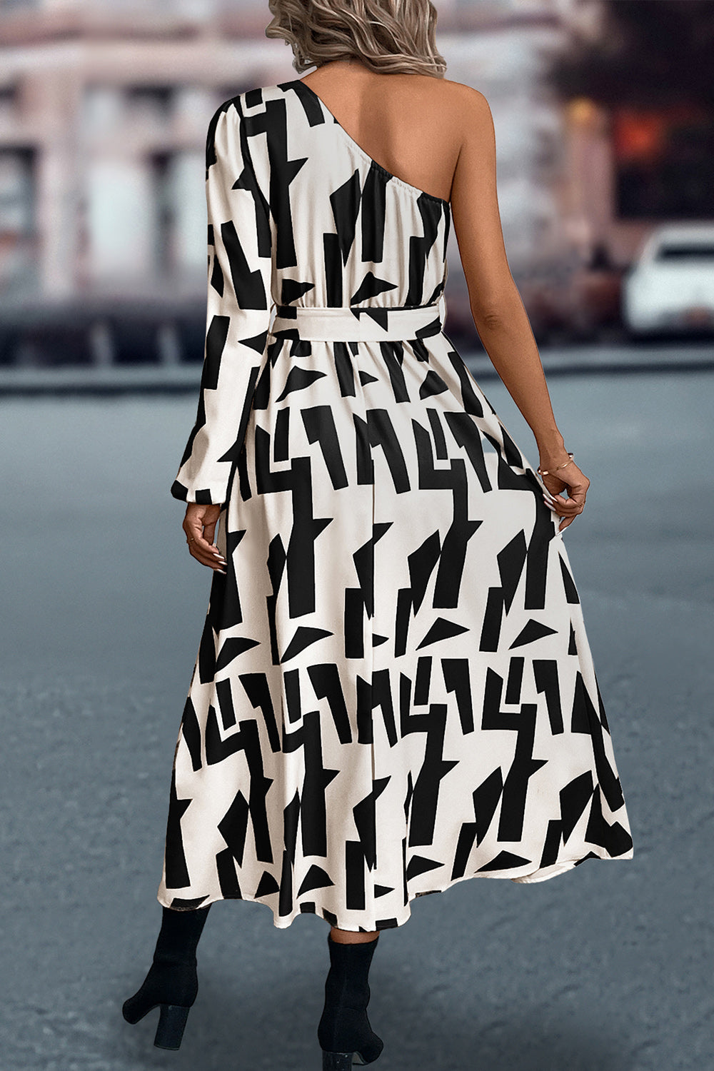 One-Shoulder Tie Waist Dress - Littles Collection