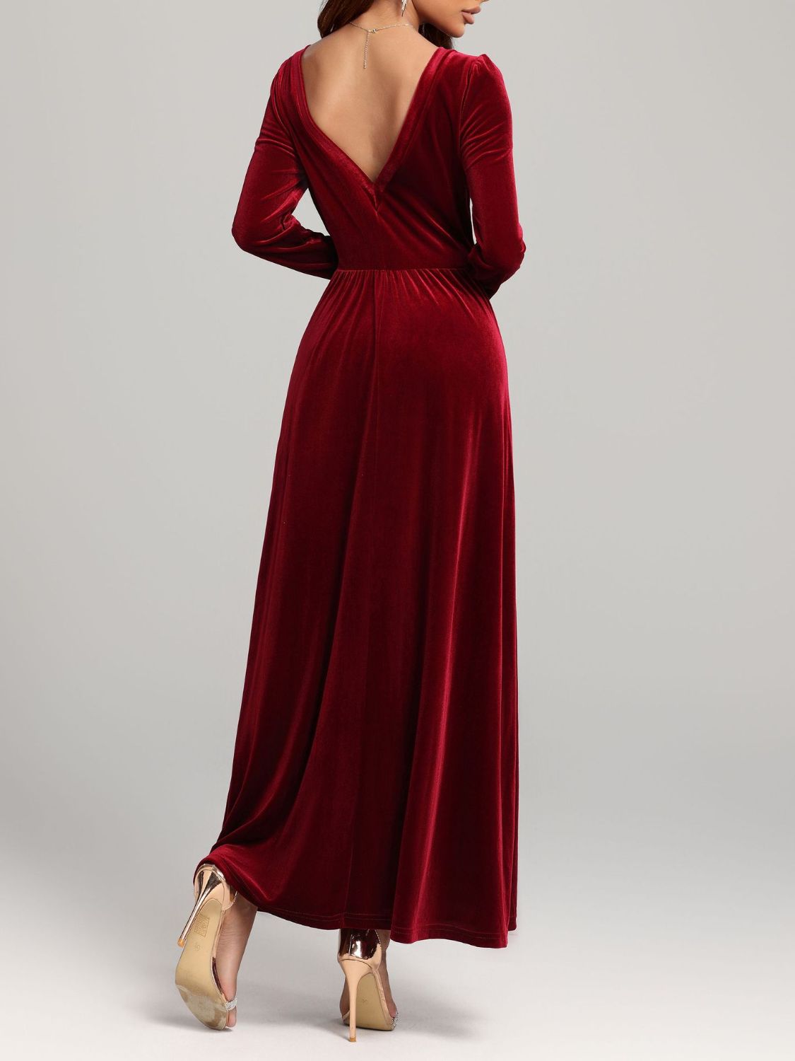 Velvet Square Neck Long Sleeve Dress - Littles Collection