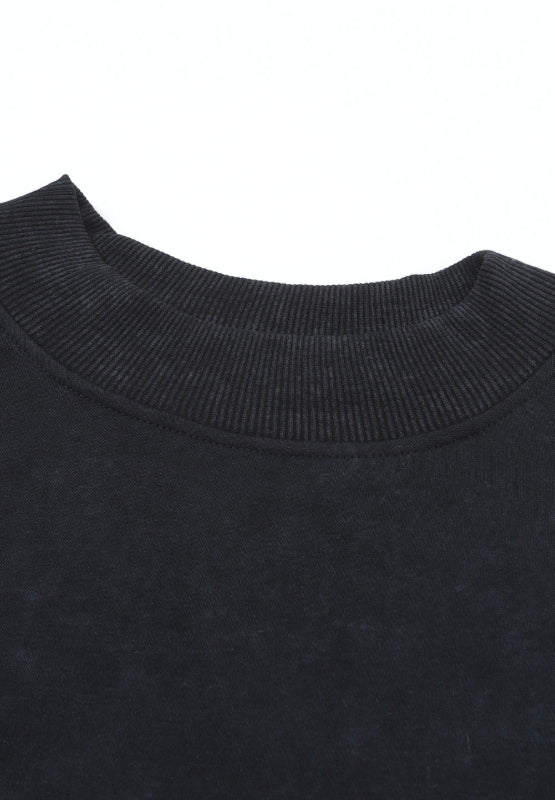Mock Neck Velvet Dropped Shoulder Sweatshirt Women - Littles Collection