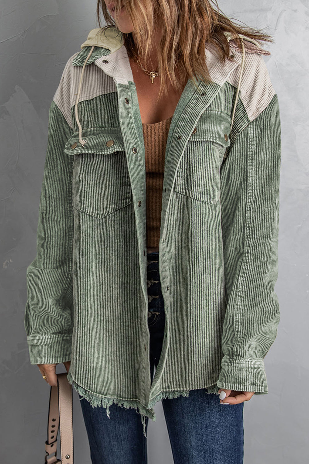 Snap Front Hooded Corduroy Shacket - Littles Collection