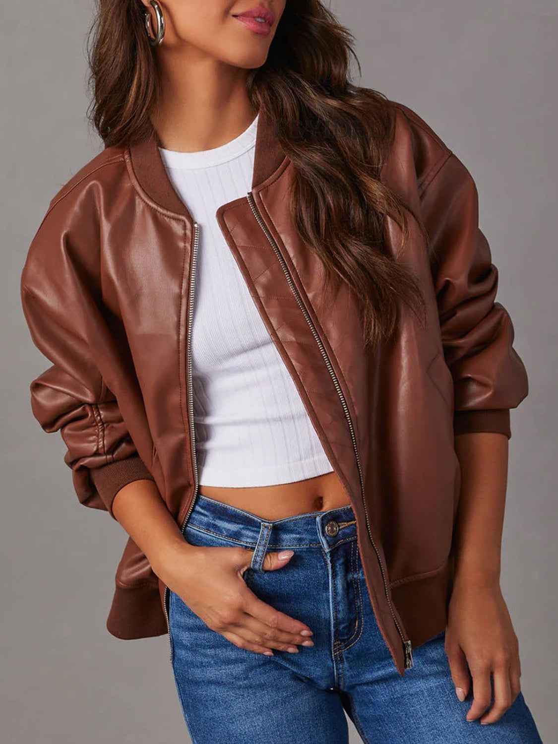 Zip Up Bomber Jacket Women