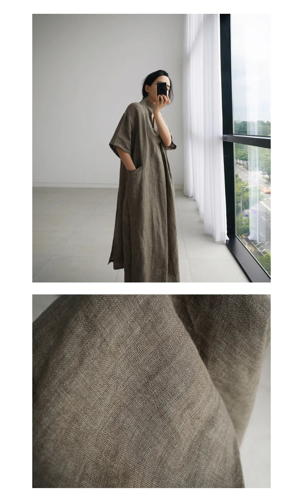 JNT Women Vintage Cotton Linen Long Dress - Littles Collection