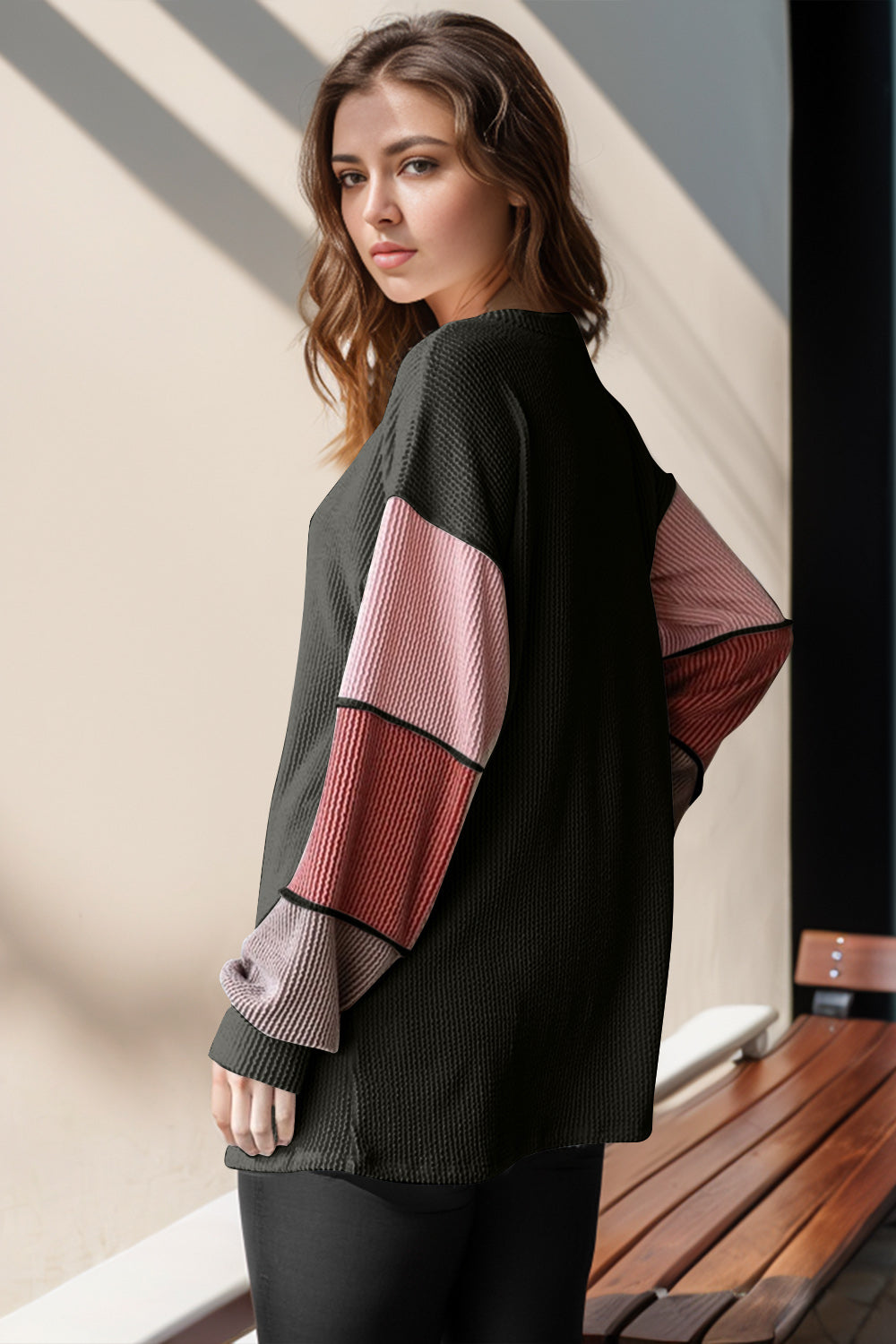 Double Take Full Size Color Block T-Shirt