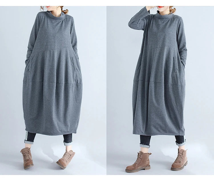 JNT Women Cotton Turtleneck Dress - Littles Collection