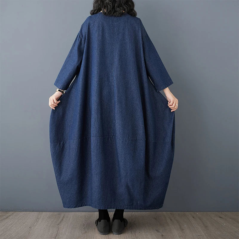 Retro Vintage Slimming Denim Dress - Littles Collection
