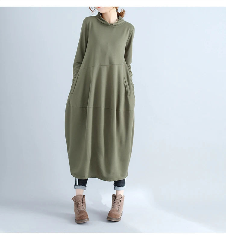 Women Cotton Turtleneck Dress