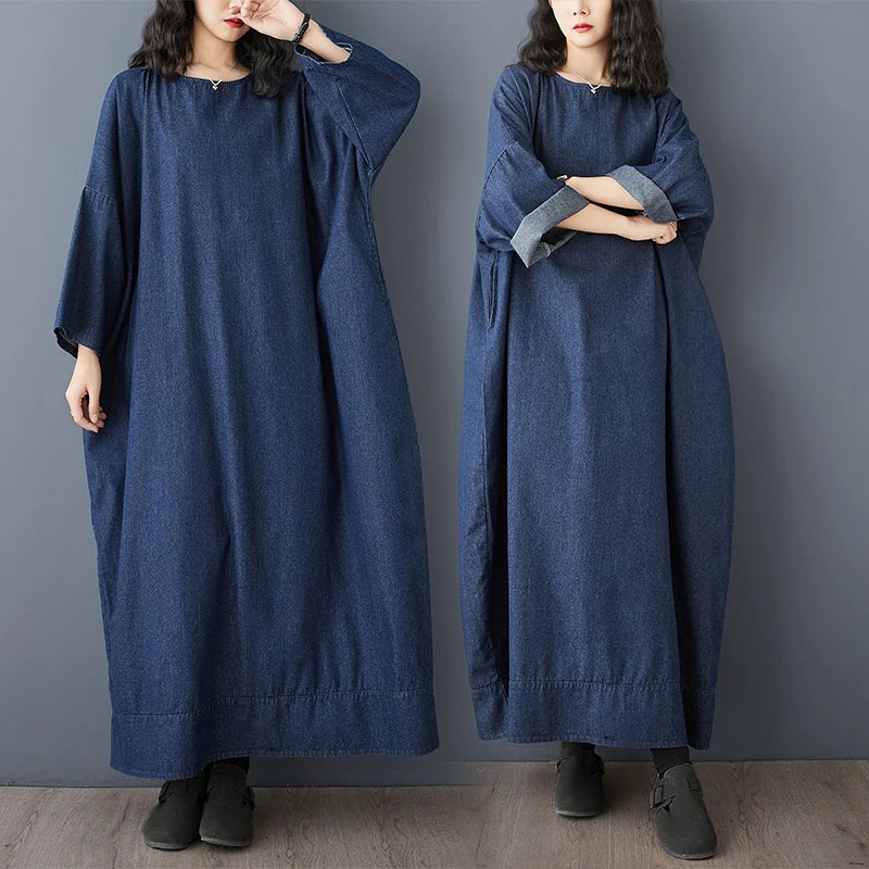 Retro Vintage Slimming Denim Dress - Littles Collection