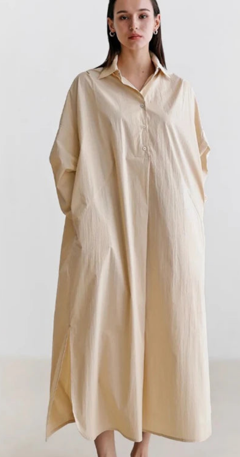 JNT Shirt Dress Cotton Korean Version Oversized - Littles Collection