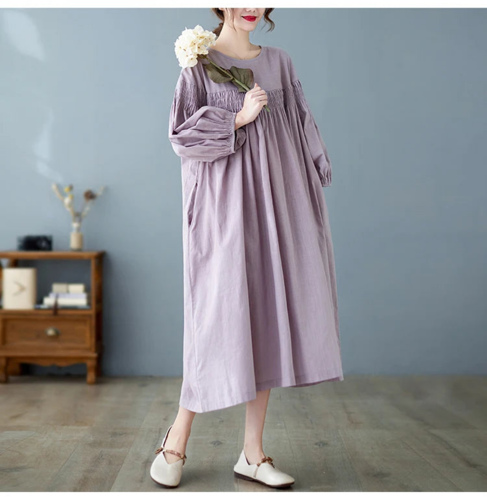 Oversized Women Loose Ruffle Pleated Korean Style Dresses - Littles Collection