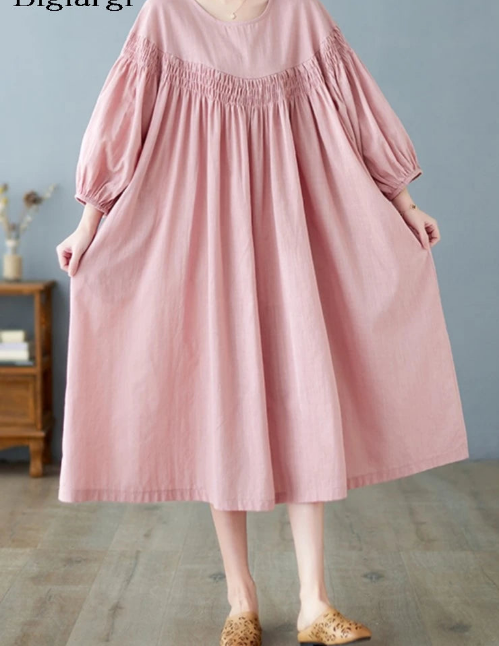 Oversized Women Loose Ruffle Pleated Korean Style Dresses - Littles Collection