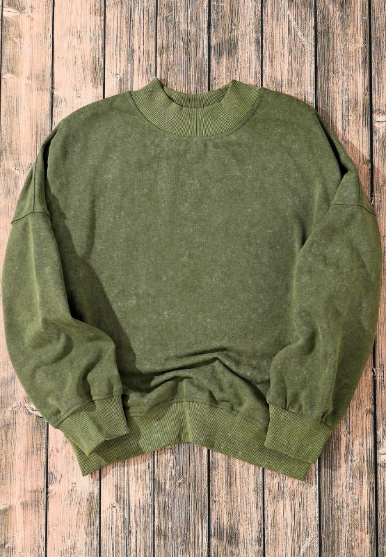 green-Mock-neck-Velvet-Dropped-Shoulder-Sweatshirt-women_fashion - littlescollection