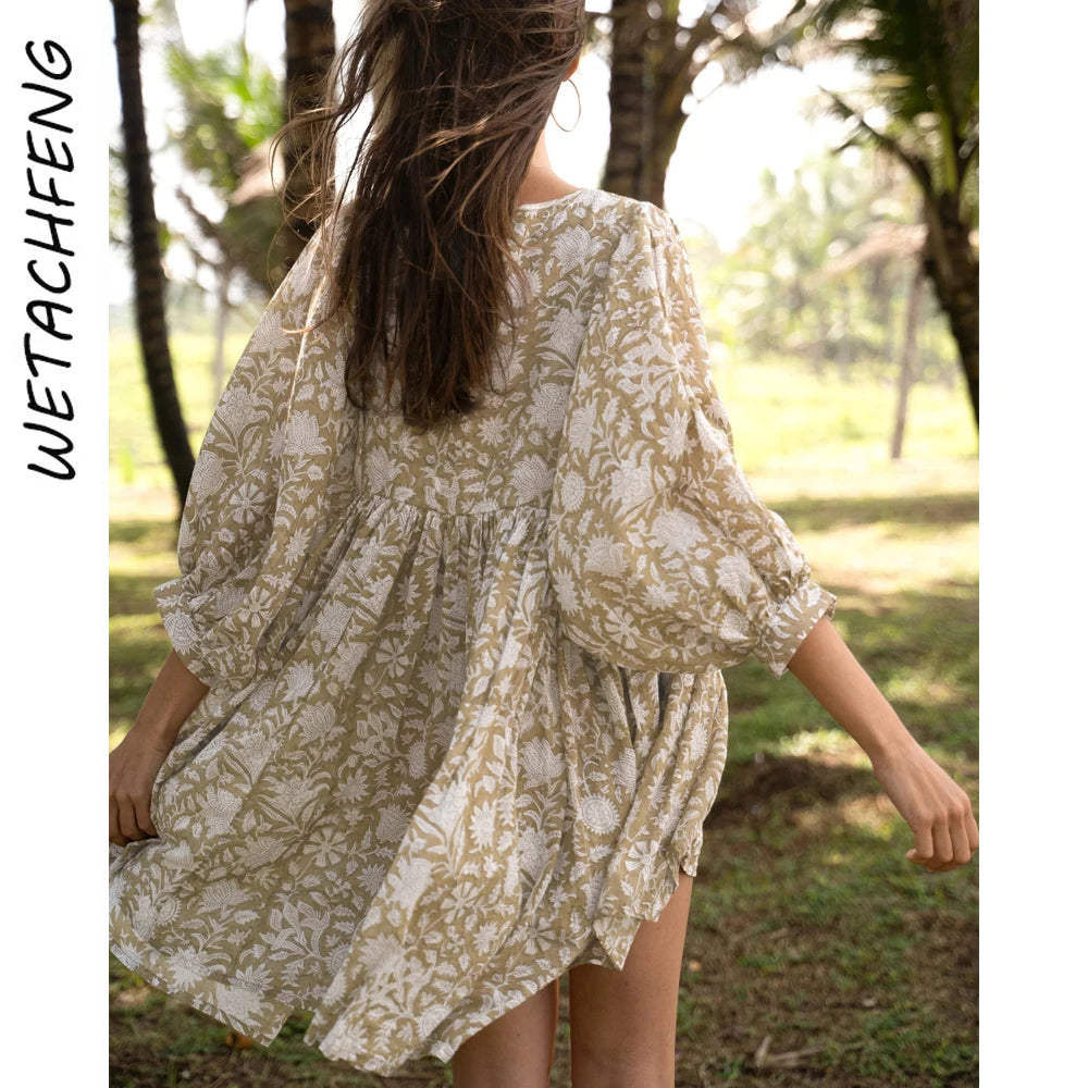 Vintage Floral Bohemian Mini Dress - Littles Collection