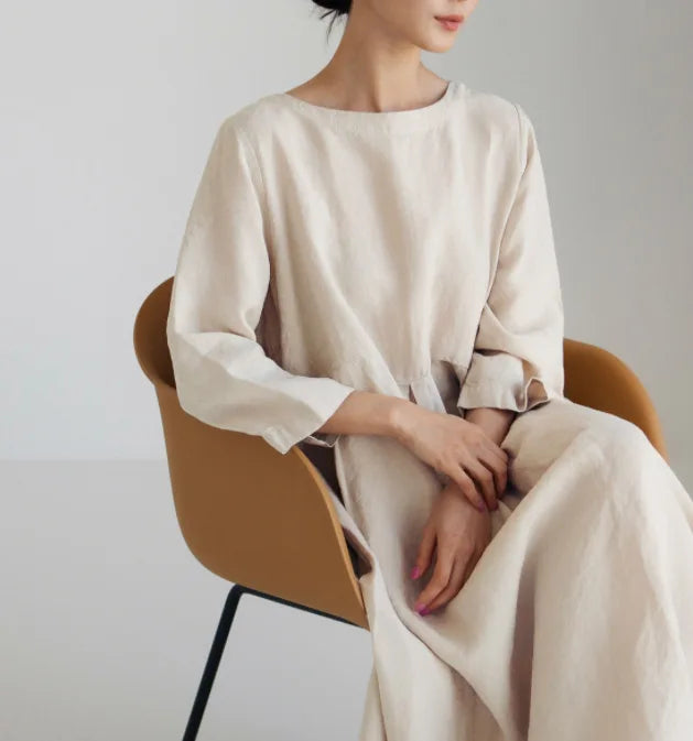 Vintage Style Casual Cotton Linen Dresses Women - Littles Collection