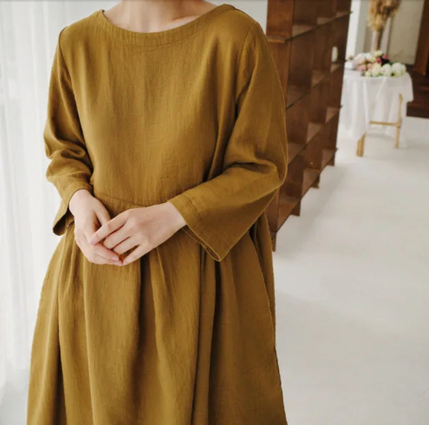 Vintage Style Casual Cotton Linen Dresses Women - Littles Collection