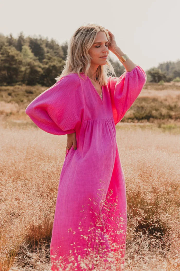 Vintage Boho Dress For Women Muslin 100% Cotton - Littles Collection