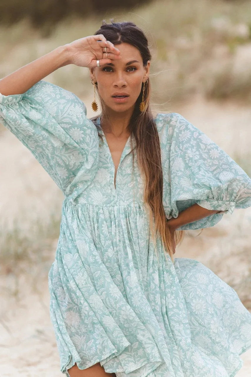 Vintage Floral Bohemian Mini Dress - Littles Collection