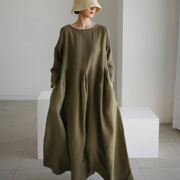 Vintage Style Casual Cotton Linen Dresses Women - Littles Collection