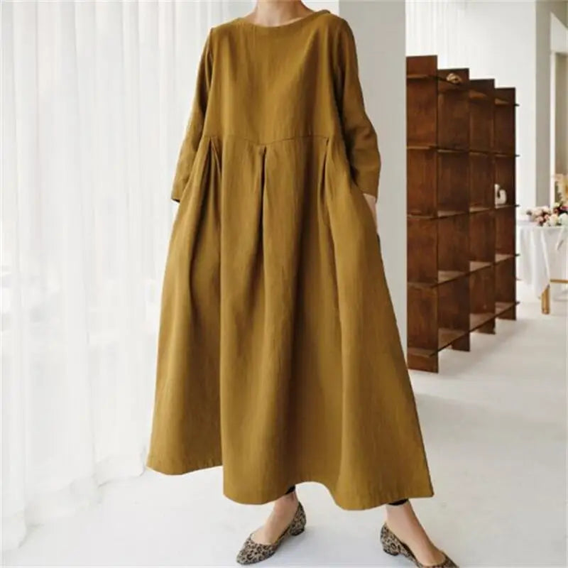 Vintage Style Casual Cotton Linen Dresses Women - Littles Collection
