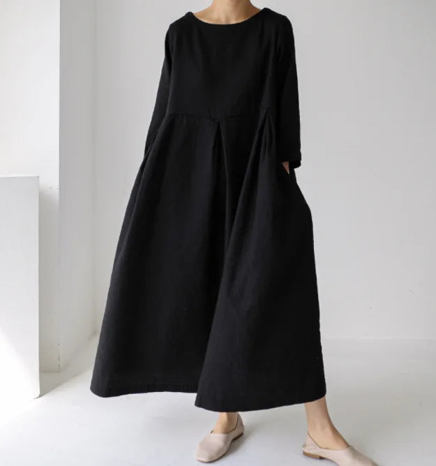Vintage Style Casual Cotton Linen Dresses Women - Littles Collection