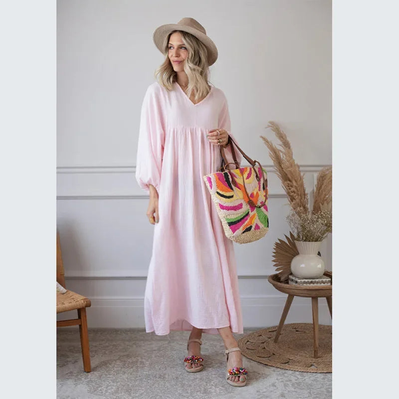 Vintage Boho Dress For Women Muslin 100% Cotton - Littles Collection