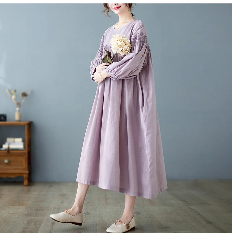 Oversized Women Loose Ruffle Pleated Korean Style Dresses - Littles Collection
