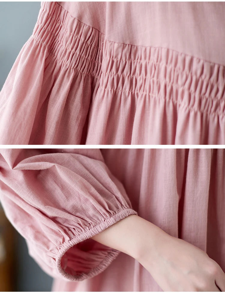 Oversized Women Loose Ruffle Pleated Korean Style Dresses - Littles Collection