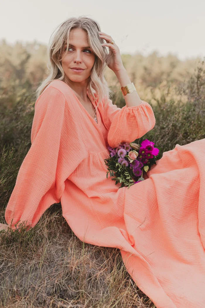 Vintage Boho Dress For Women Muslin 100% Cotton - Littles Collection