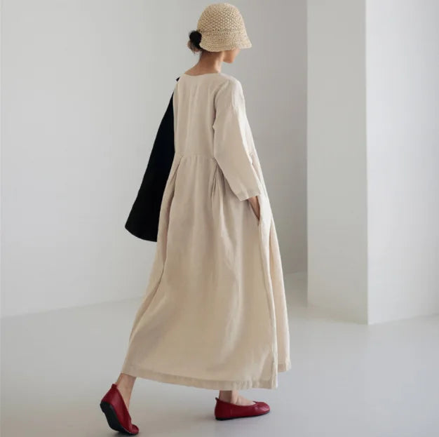 Vintage Style Casual Cotton Linen Dresses Women - Littles Collection