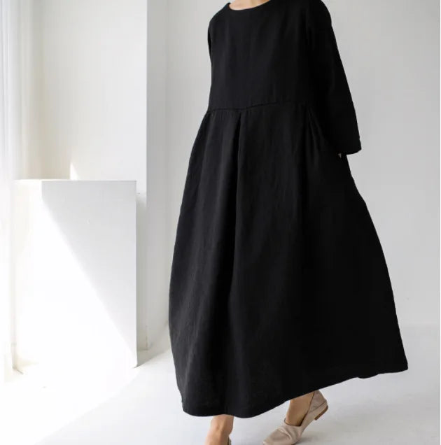 Vintage Style Casual Cotton Linen Dresses Women - Littles Collection