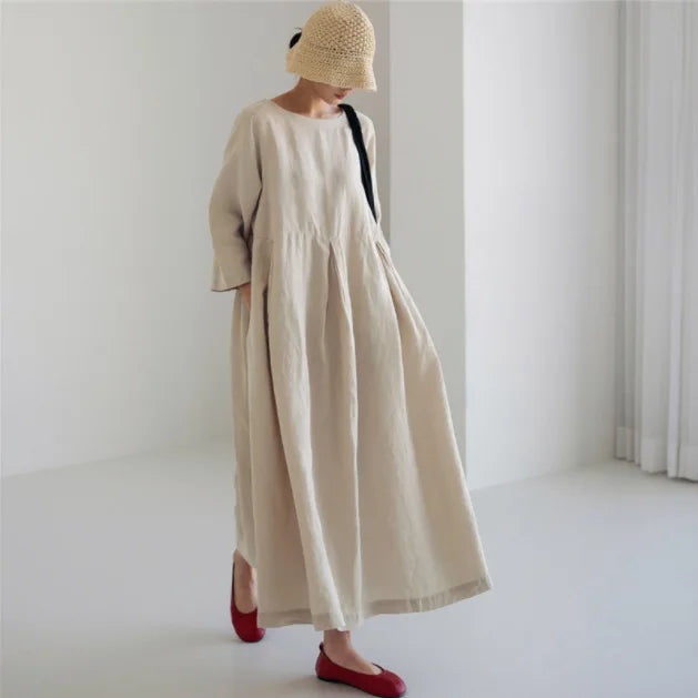 Vintage Style Casual Cotton Linen Dresses Women - Littles Collection