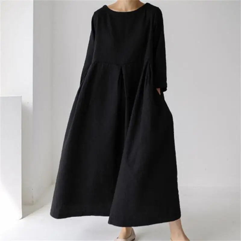 Vintage Style Casual Cotton Linen Dresses Women - Littles Collection