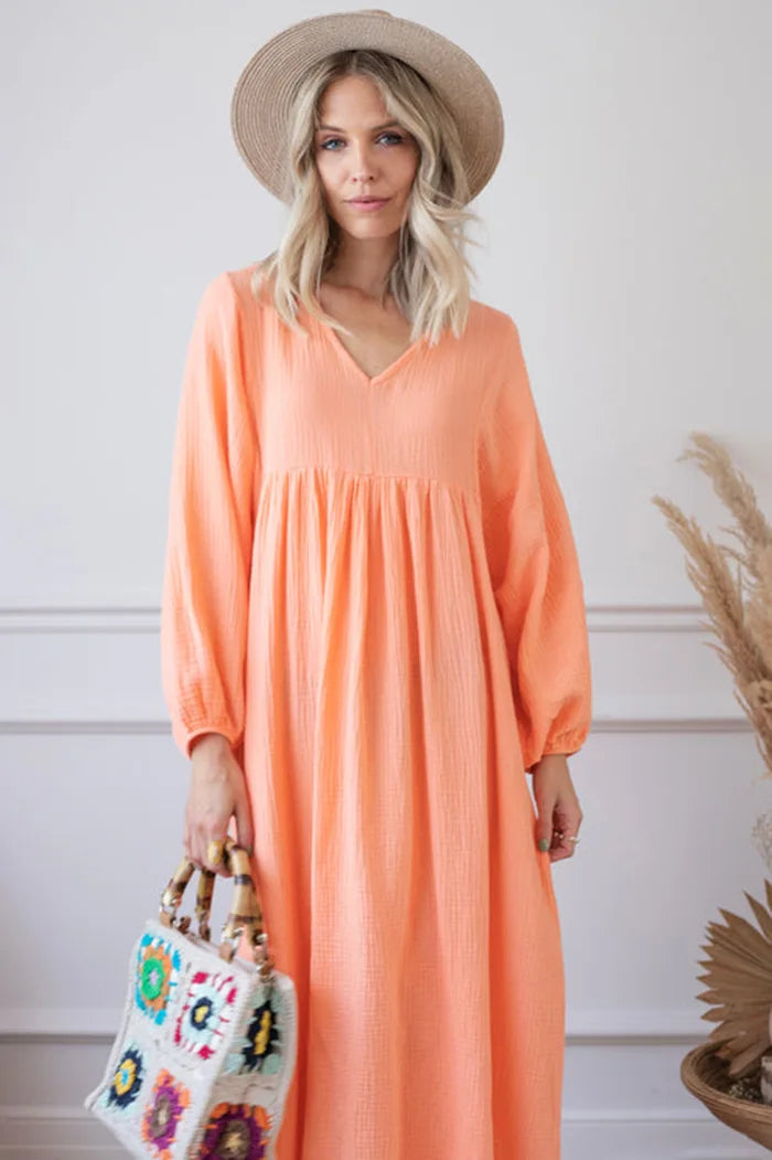 Vintage Boho Dress For Women Muslin 100% Cotton - Littles Collection