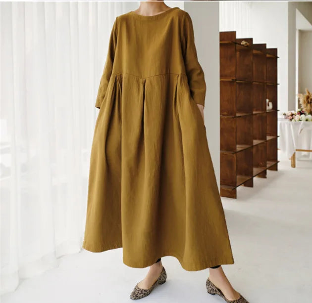 Vintage Style Casual Cotton Linen Dresses Women - Littles Collection
