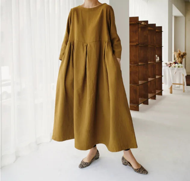 Vintage Style Casual Cotton Linen Dresses Women - Littles Collection